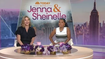Vestido de punto Dawna de Veronica Beard usado por Sheinelle Jones, visto en Today with Jenna & Sheinelle el 16 de abril de 2026