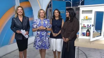 Vince Camuto Ruffle Neck Bubble-Sleeve Dress worn by Dylan Dreyer as seen in Today on April 20, 2026