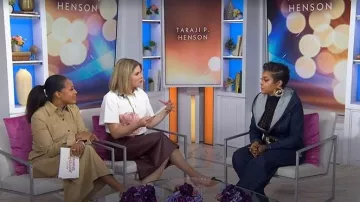 Pantalon rond en denim Alaia porté par Taraji P. Henson tel que vu dans Today with Jenna & Sheinelle le 20 avril 2026