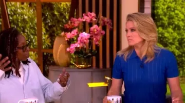 Frame The Ribbed Polo Knit Top worn by Sara Haines as seen in The View on April 15, 2026