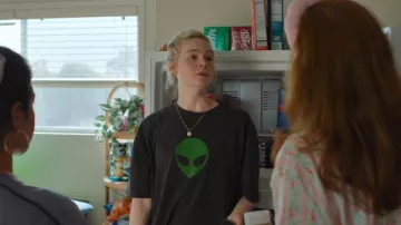 Balenciaga 2020 Alien T Shirt worn by Margo Millet (Elle Fanning) as seen in Margo's Got Money Troubles (S01E01)