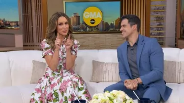 Camisa Midi de algodón floral violeta de Ted Baker llevada por Rhiannon Ally, vista en Good Morning America el 22 de abril de 2026