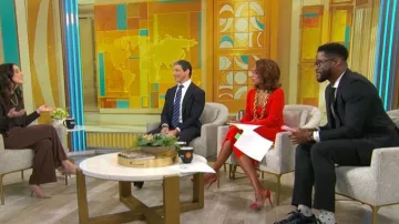 Vestido de jersey de lana merino de manga larga Baum und Pferdgarten Cecily llevado por Gayle King en CBS Mornings el 20 de abril de 2026