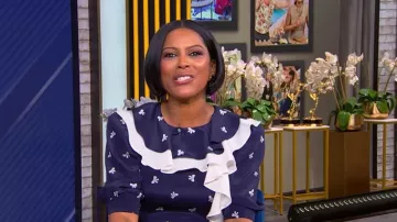 Alessandra Rich Ruffled pleated Printed Silk Mini Dress worn by Tamron Hall as seen in Tamron Hall Show on April 22, 2026