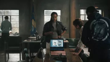 Topshop Faux Leather Cropped Button Thru Patch Pocket Bomber Jacket worn by Andrea Cruz (Ash Santos) as seen in Marshals (S01E07)