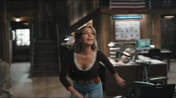 Urban Outfitters Out From Under Betty Boatneck Long Sleeve Henley Top worn by Belle Skinner (Arielle Kebbel) as seen in Marshals (S01E08)