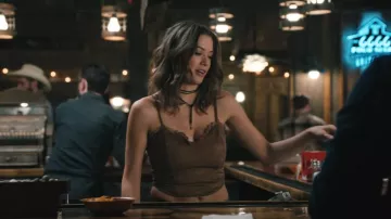 Sterling & Stitch Western Faux Suede Cropped Tank Top worn by Andrea Cruz (Ash Santos) as seen in Marshals (S01E08)