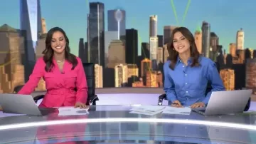 Camisa Polo Ralph Lauren Stripe de algodón y popelina vestida por Sophie Flay tal como se ve en Good Morning America el 23 de abril de 2026