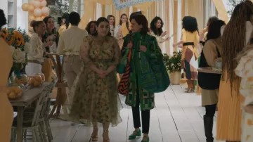 Abrigo de un solo botonadura Ferragamo Abstract Print que lleva Elsbeth Tascioni (Carrie Preston) tal como se ve en Elsbeth (S03E15)