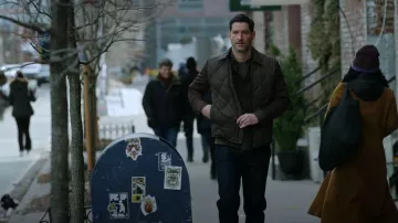 Moncler Aiguille Mixed Media Down Shirt Jacket worn by Hart Hoxton (Tom Ellis) as seen in CIA (S01E07)