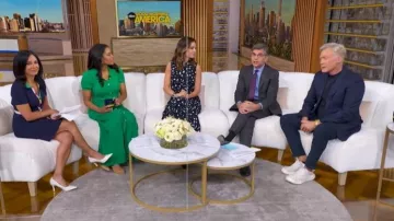 Robe-chemise maxi à manches courtes Sandro Lorel portée par Rachel Scott telle que vue dans Good Morning America le 24 avril 2026
