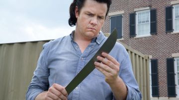 The shirt sky blue Eugene Porter (Josh McDermitt) in The Walking Dead season 6