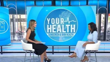 Sandalias Gucci con tacón con plataforma cortante que lleva Savannah Guthrie, tal como se ve en Today, el 28 de abril de 2026