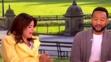 L'Agence Sylvia Metallic Blazer worn by Ana Navarro as seen in The View on  April 27, 2026