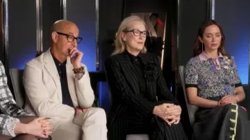 Dolce & Gabbana Pinstriped Straight-leg Trousers worn by Meryl Streep as seen in Good Morning America on April 27, 2026