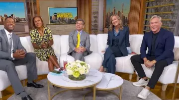 Chaqueta Dickey de lino de rayas Obie Obie Veronica Beard llevada por Lara Spencer vista en Good Morning America el 28 de abril de 2026
