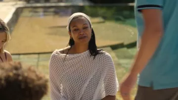 Hollister Open Stitch Sequin Poncho worn by Umeko Peterson as seen in Million Dollar Secret (S02E02)