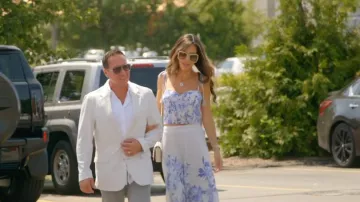 Blusa Bustier Floral Colocada en Aqua usada por Rulla Nehme Pontarelli, como se ve en The Real Housewives of Rhode Island (S01E05)
