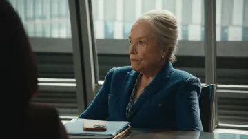 Ann Taylor Long Tweed Jacket in Azurine Blue worn by Madeline 'Matty' Matlock (Kathy Bates) as seen in Matlock (S02E10)