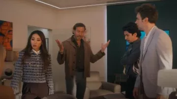 Alice + Olivia Chloe Tweed Boxy Crop Jacket worn by Ali Lee (Brenda Song) as seen in Running Point (S02E06)