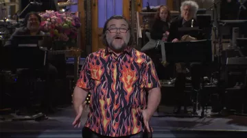 Upaan Store Men's Flame Stylish 3D Printed Graphic Short Sleeve Shirts worn by Jack Black as seen in Saturday Night Live (S51E16)