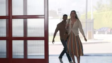 Banana Republic Sculpted Stripe Maxi Dress worn by Chelsea Kane as seen in 9-1-1 (S09E17)