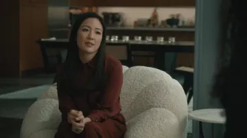 Max Mara Pure Silk Charmeuse Shirt worn by Mallory Haynes (Constance Wu) as seen in Elsbeth (S03E17)