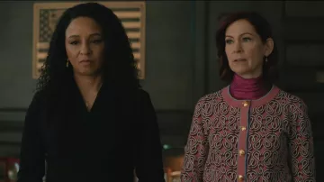 The Fold Belleville Clever Crepe Top worn by Kaya Blanke (Carra Patterson) as seen in Elsbeth (S03E17)