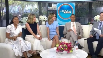 Lafayette 148 NY Pleated Manhattan-Print Fluid Twill Midi Skirt worn by Sheinelle Jones as seen in Today on April 29, 2026