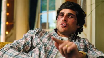Bottega Veneta Printed Leather Checked Shirt worn by Nate Jacobs (Jacob Elordi) as seen in Euphoria (S03E04)