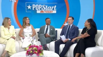Oscar de la Renta Porcelain Flowers A-Line Midi Skirt worn by Savannah Guthrie as seen in Today on  April 30, 2026