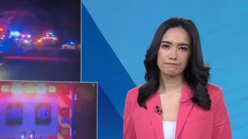 Blazer de sarga de lino J. McLaughlin Vesta llevado por Emilie Ikeda visto en Today el 4 de mayo de 2026