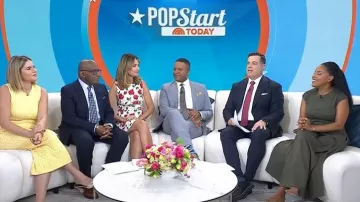 Michael Kors Collection Rose Print Sheath Dress worn by Savannah Guthrie as seen in Today on  May 4, 2026