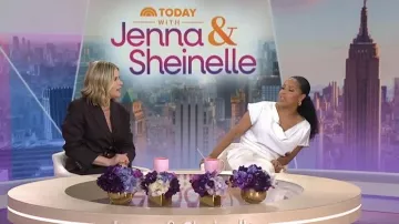 Vince Cowl-Neck Cap-Sleeve Satin Blouse worn by Sheinelle Jones as seen in Today with Jenna & Sheinelle on May 5, 2026
