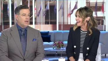 Veronica Beard Jordyn Cropped Tank Top worn by Savannah Guthrie as seen in Today on  May 5, 2026