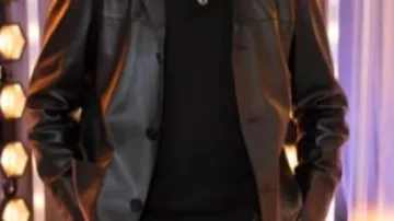 Chaqueta de cuero negra que lleva el juez de Self - Lionel Richie en American Idol
