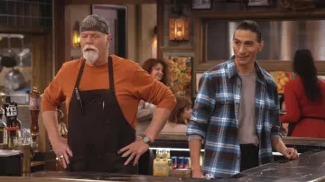 Filson Vintage Flannel Work Shirt Blue/Black/Multi Plaid worn by Takoda (Tokala Black Elk) as seen in Happy's Place (S02E15)