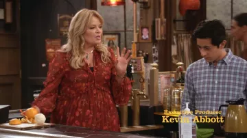 Cinq à Sept Robin Floral Chiffon Minidress worn by Gabby (Melissa Peterman) as seen in Happy's Place (S02E16)
