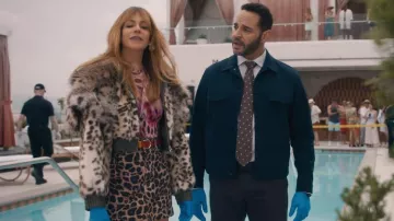 Aknvas Valde Faux Fur Lynx Bomber Jacket worn by Morgan Gillory (Kaitlin Olson) as seen in High Potential (S02E18)