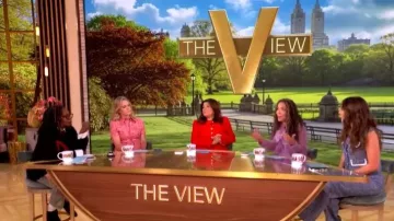 Magnolia Pearl Embroidered Toby Miner Denims worn by Whoopi Goldberg as seen in The View on May 5, 2026