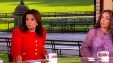 Elie Tahari The Marlena Button-Down Tweed Jacket worn by Ana Navarro as seen in The View on May 5, 2026