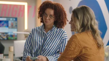 Rita Row Big Stripes Midi Button Up worn by Madison Flynn (Erin Kellyman) as seen in Twenty Twenty Six (S01E03)