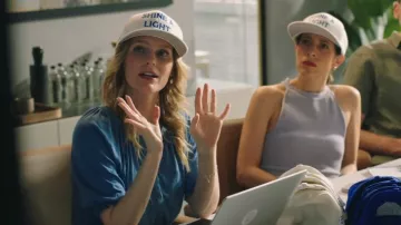 Veronica Beard Coralee Mixed Media Puff Sleeve Top worn by Sarah Campbell (Chelsey Crisp) as seen in Twenty Twenty Six (S01E05)
