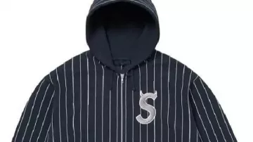 Supreme Devils Logo Blue Stripe Hooded Jacket as seen in Review of the Duke Blue Devil's Corduroy Snapback *goonb2c*
