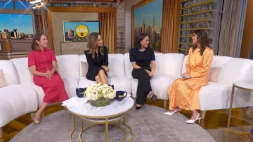 Ronny Kobo Carmen Pleated Polka-dot Satin Maxi Dress worn by Sophie Flay as seen in Good Morning America on  April 30, 2026