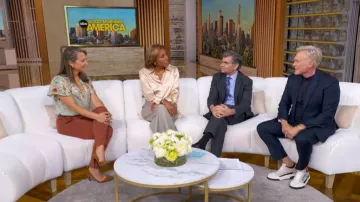 ASTR the label Short Flutter Sleeve Surplice V-Neck Top worn by Ginger Zee as seen in Good Morning America on April 30, 2026