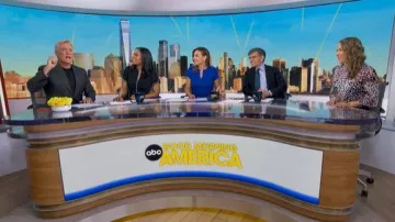 Blusa Veronica Beard Lety Cheetah llevada por Ginger Zee, vista en Good Morning America el 1 de mayo de 2026