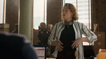 With Nothing Underneath The Boyfriend Weave Shirt worn by Angie Polaski (Erika Christensen) as seen in Will Trent (S04E18)