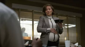 Veronica Beard Livvy Check Dickey Jacket worn by Angie Polaski (Erika Christensen) as seen in Will Trent (S04E18)