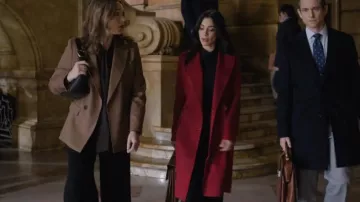 Reiss Lucia Wool Blend Double Breasted Blindseam Coat worn by Samantha Maroun (Odelya Halevi) as seen in Law & Order (S25E11)
